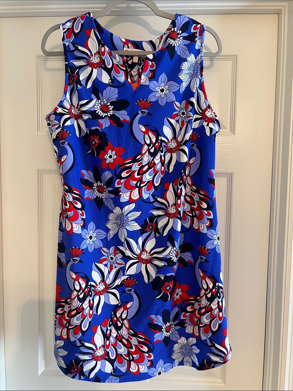Jude Connally Royal Blue Floral Peacock Print Mini Dress - Red, White, Black
